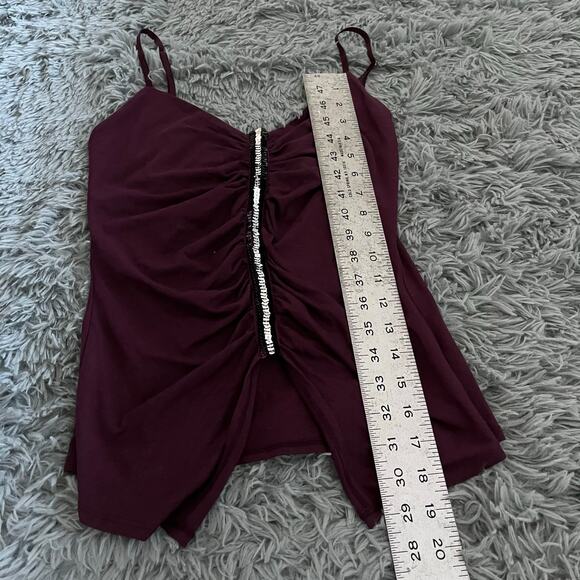 Meghan Noland Los Angeles Sequin Embellished Y2K Purple Cami Tank Top - Picture 5 of 6